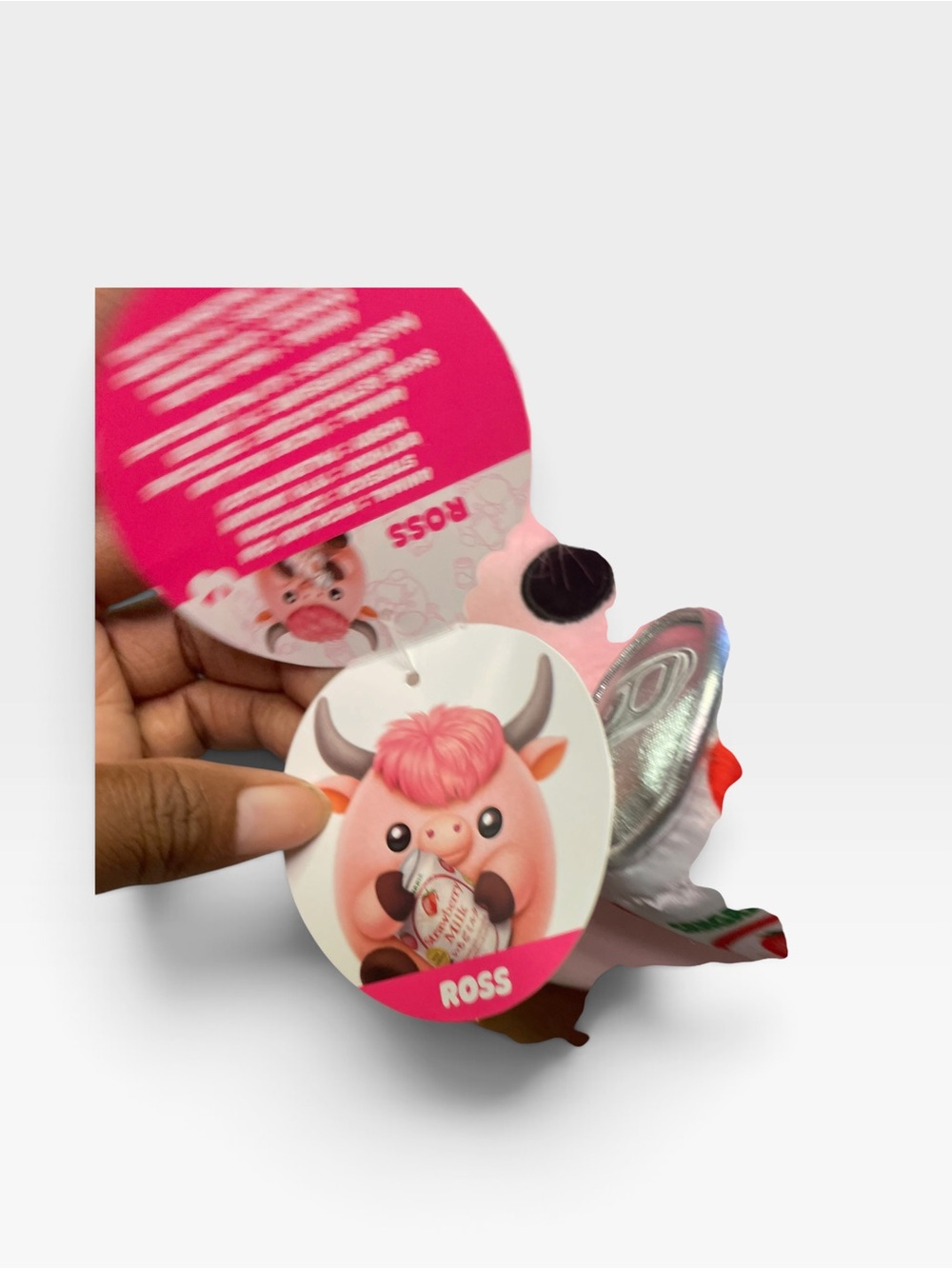 Plush Pink Cow Toy with Strawberry Milk Can - Kids Accessory - Picture 2 of 3